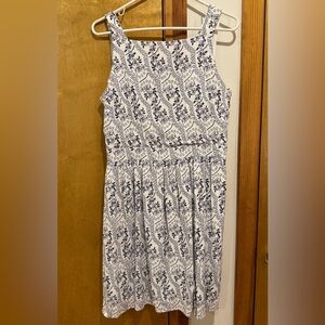 LOFT Ivory and Navy Floral dress